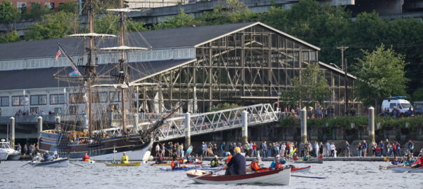 Photo of Seventy48 Boat Race Start in front of the Foss Waterway Seaport in Tacoma, Washington.